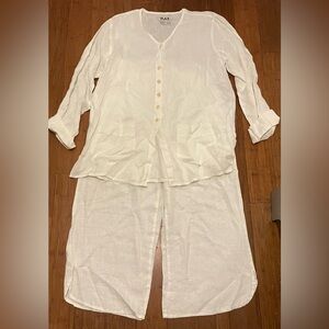 Flax White Button-Up Jumpsuit